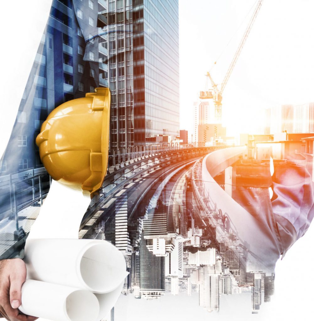Double,Exposure,Image,Of,Construction,Worker,Holding,Safety,Helmet,And Double,Exposure,Image,Of,Construction,Worker,Holding,Safety,Helmet,And